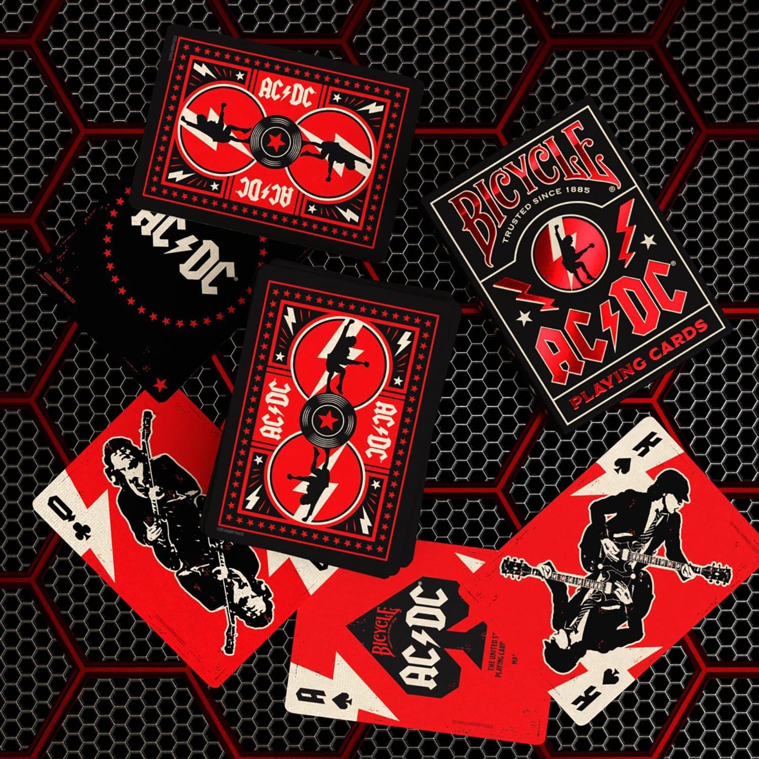 image:imageBicycle ACDC Playing Cards Features Iconic ACDC Song Titles and Band Designs Red and Black 1 Deck