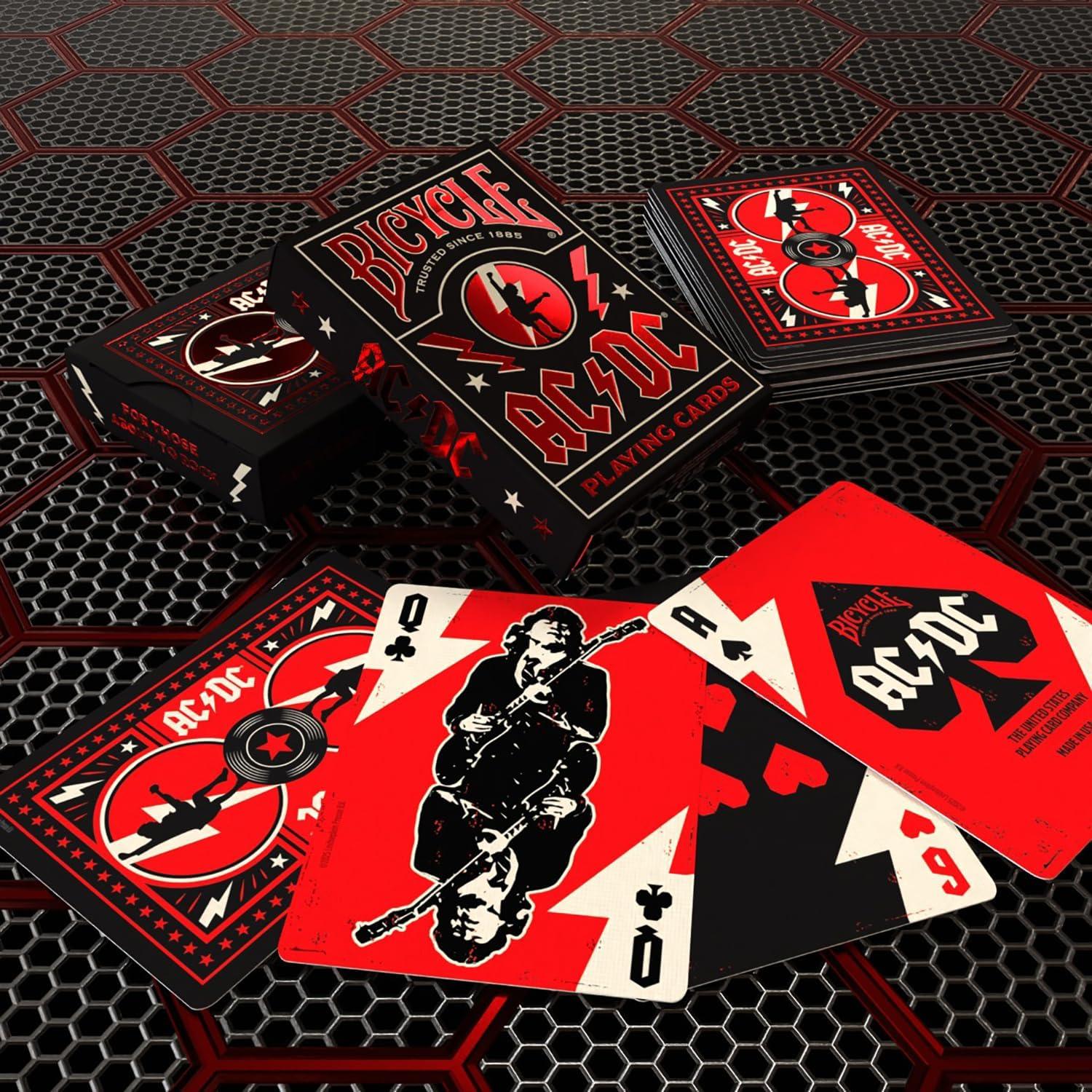 image:imageBicycle ACDC Playing Cards Features Iconic ACDC Song Titles and Band Designs Red and Black 1 Deck