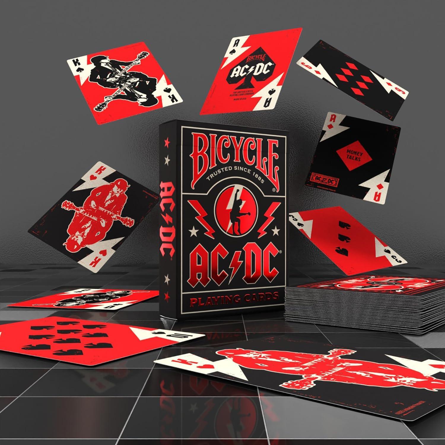 image:imageBicycle ACDC Playing Cards Features Iconic ACDC Song Titles and Band Designs Red and Black 1 Deck