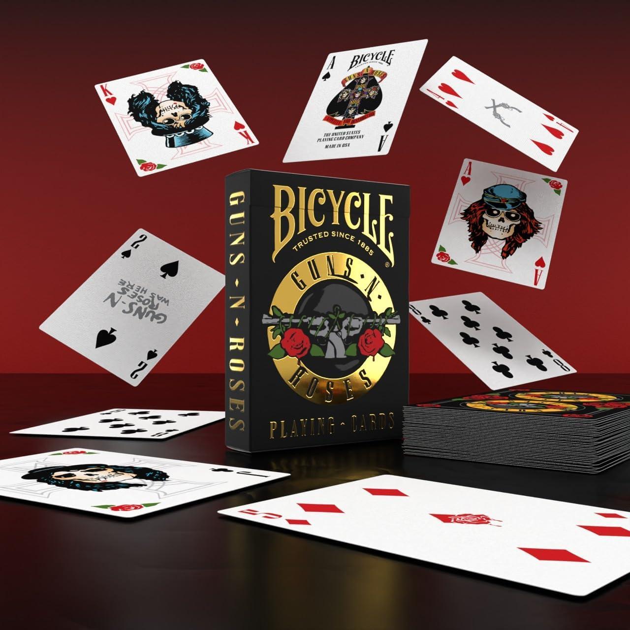 image:imageBicycle Guns N Roses Playing Cards Features Iconic Guns N Roses Band Designs Black and Gold 1 Deck
