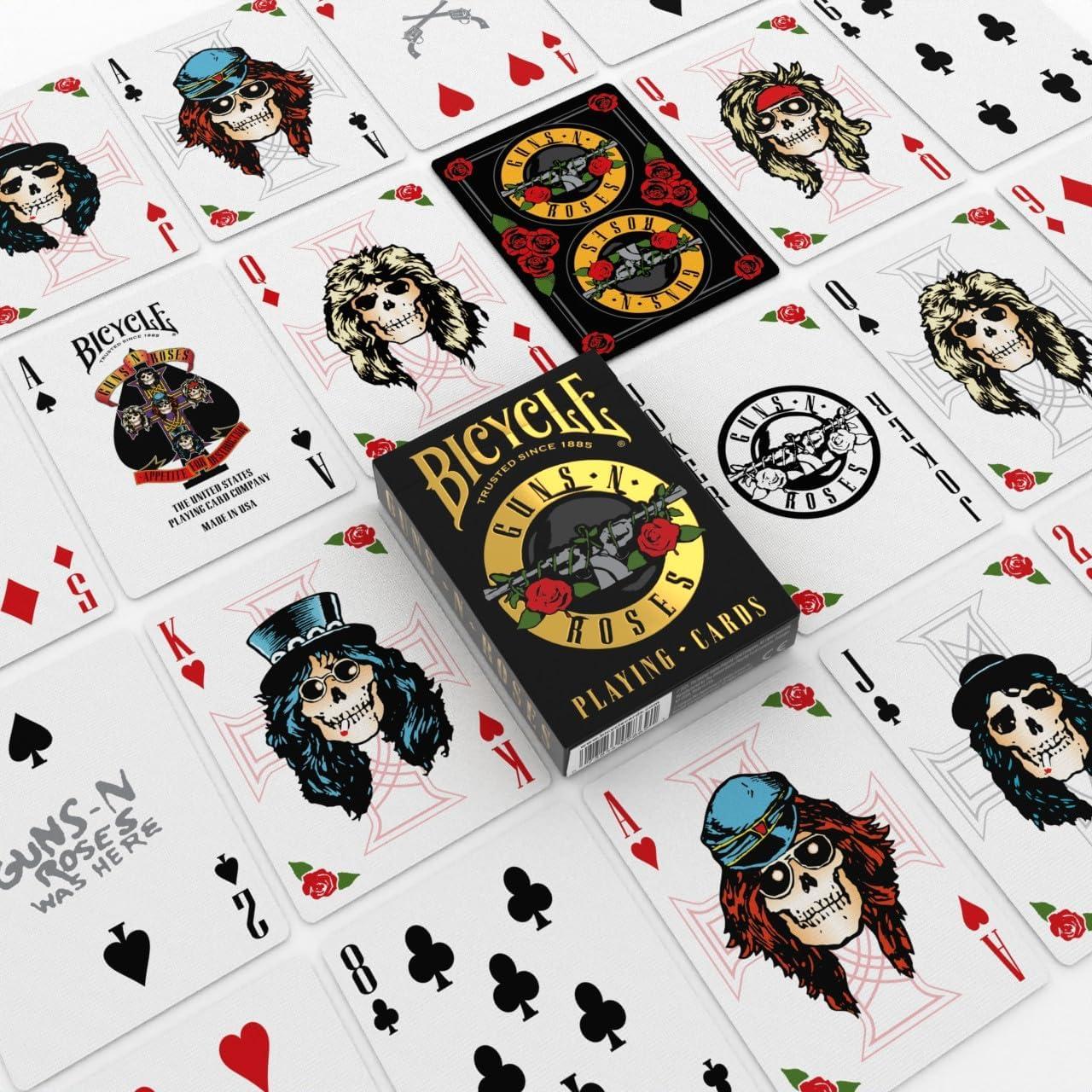 image:imageBicycle Guns N Roses Playing Cards Features Iconic Guns N Roses Band Designs Black and Gold 1 Deck