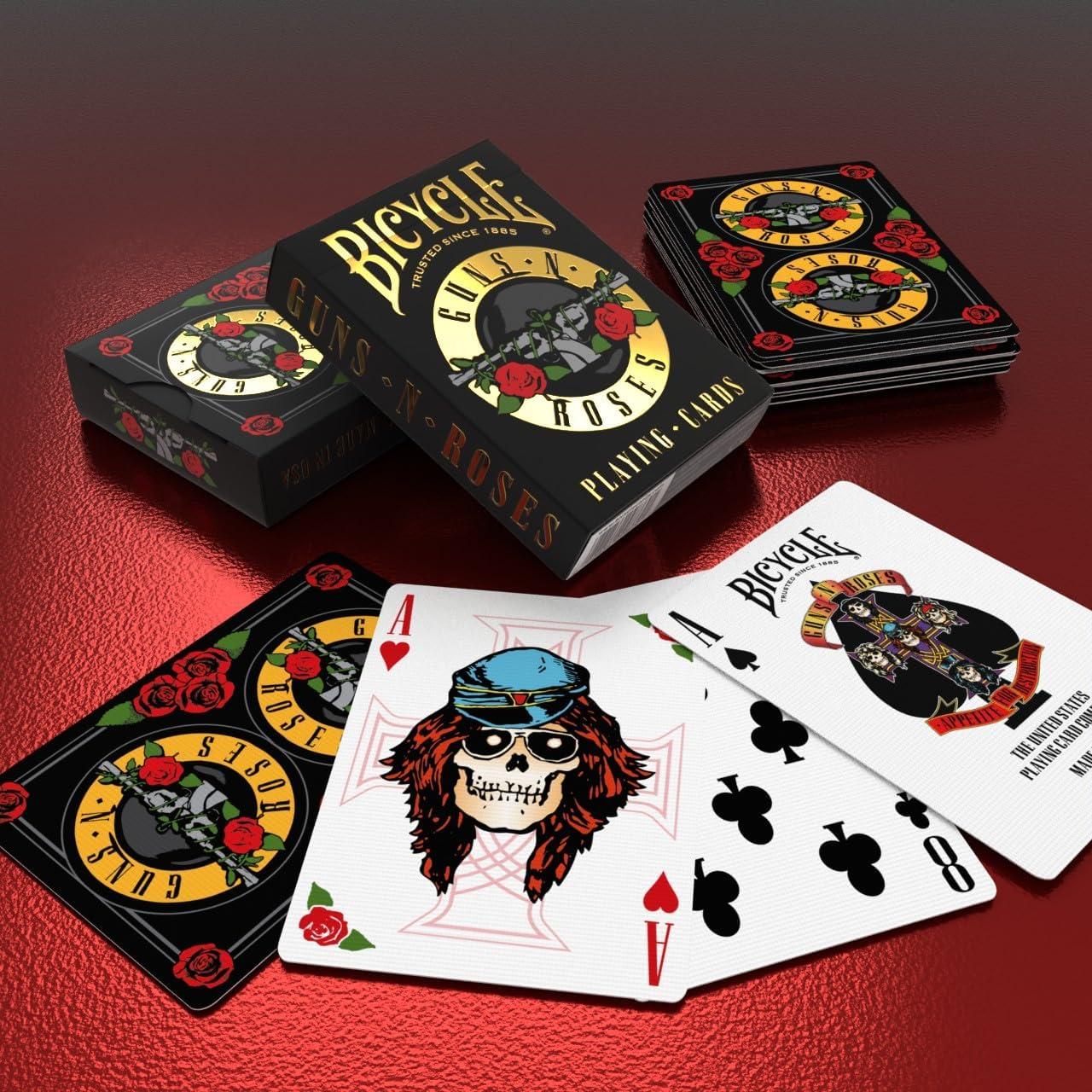 image:imageBicycle Guns N Roses Playing Cards Features Iconic Guns N Roses Band Designs Black and Gold 1 Deck