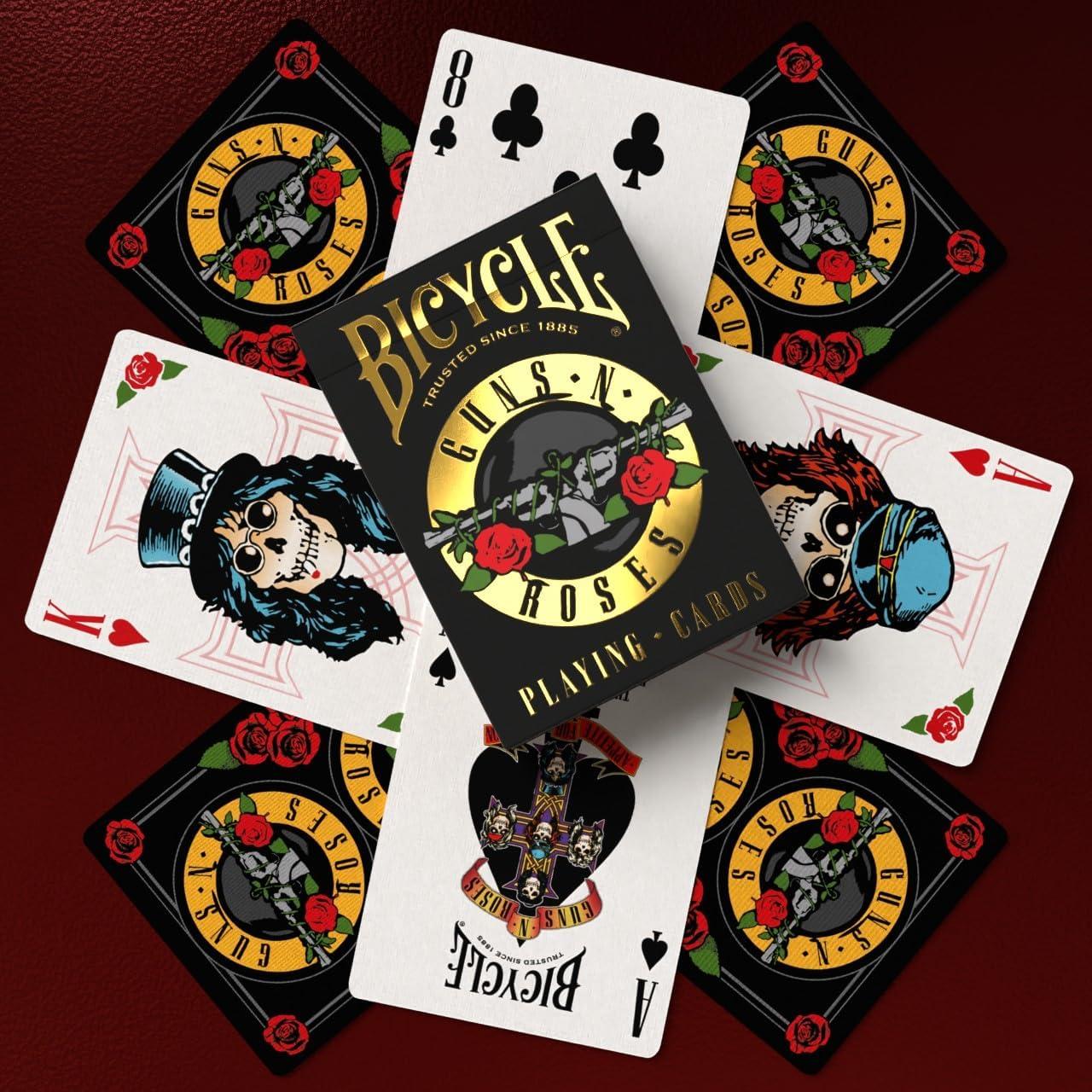 image:imageBicycle Guns N Roses Playing Cards Features Iconic Guns N Roses Band Designs Black and Gold 1 Deck