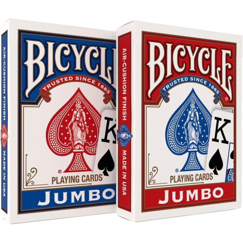 image:imageBicycle Jumbo Index Playing Cards 12 Pack Bulk Set of Large Print Poker Size Cards Red amp Blue Backs for Easy Reading Family Card Games Classrooms and Casino PlayBicycle Jumbo 2 Pack