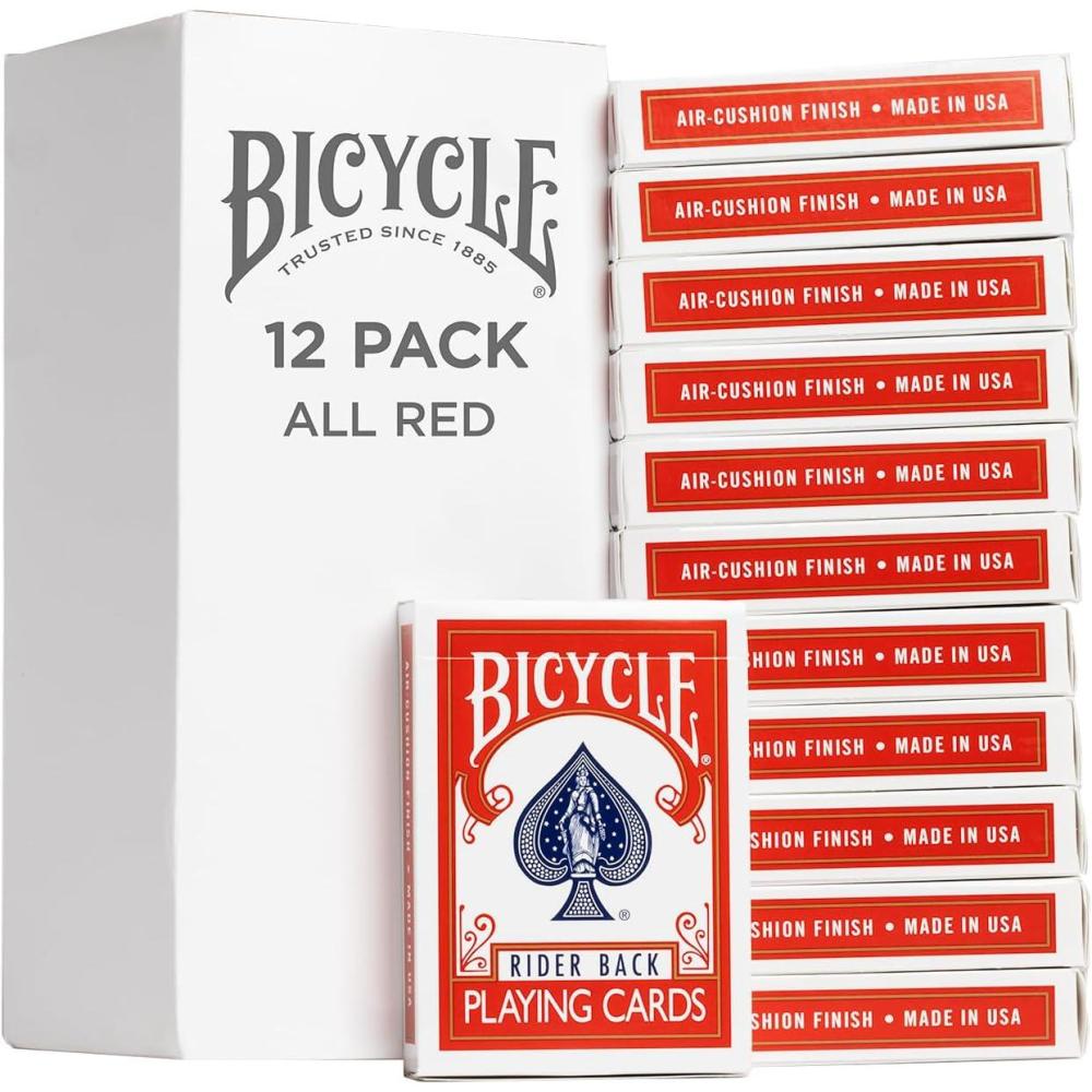 image:imageBicycle Rider Back Standard Index Playing Cards 12 Pack Bulk Set Classic Poker Size Decks of Cards for Poker Blackjack Rummy and Family Card Games Red amp Blue Backs12 PK All Red Std 808
