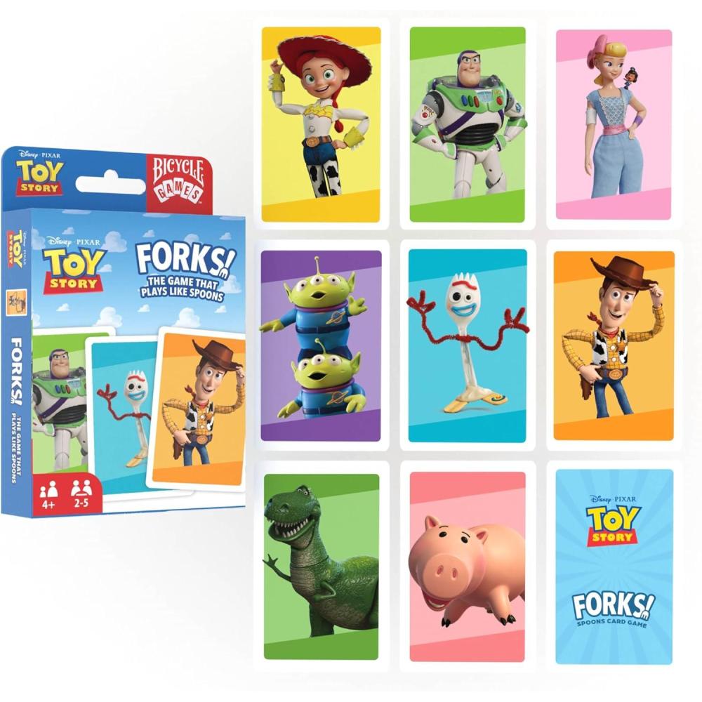 image:imageBicycle Spoons Featuring Forky from Toy Story Kids Card Game Featuring Disney and Pixar Characters Woody Buzz Lightyear Forky Bo Peep amp Alien Ages 4 Toy Story Birthday Gift 25 PlayersPixar Forks Game