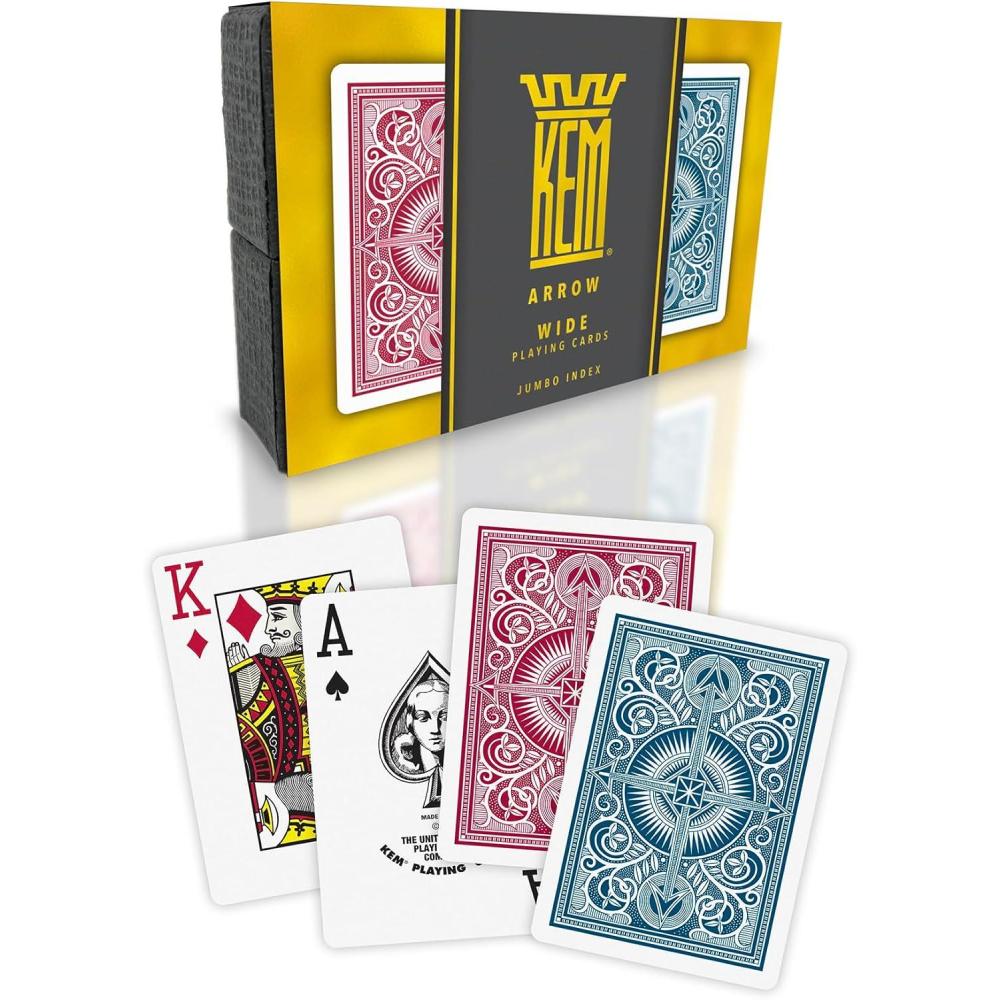 image:imageKEM Arrow Red and Blue Plastic Playing Cards  Jumbo Index Poker Size Premium Casino Grade  2 Decks