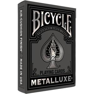 Bicycle Black and Rose Gold Metalluxe Playing Cards – Premium Foil Metalluxe Deck– Classic Poker Size, Collectible Luxury Design, Great for Game Night, Gifting, and Stocking Stuffer(Black and Silver)