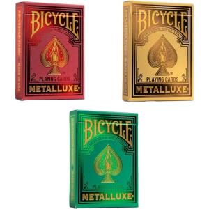 Bicycle Metalluxe Green Playing Cards – Premium Metal Foil Finish – Poker Size(Red/Gold/Green)