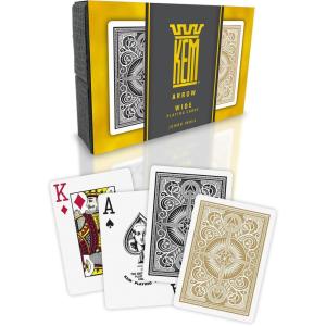 KEM Arrow Black and Gold Plastic Playing Cards – Jumbo Index, Poker Size, Premium Casino Grade – 2 Decks