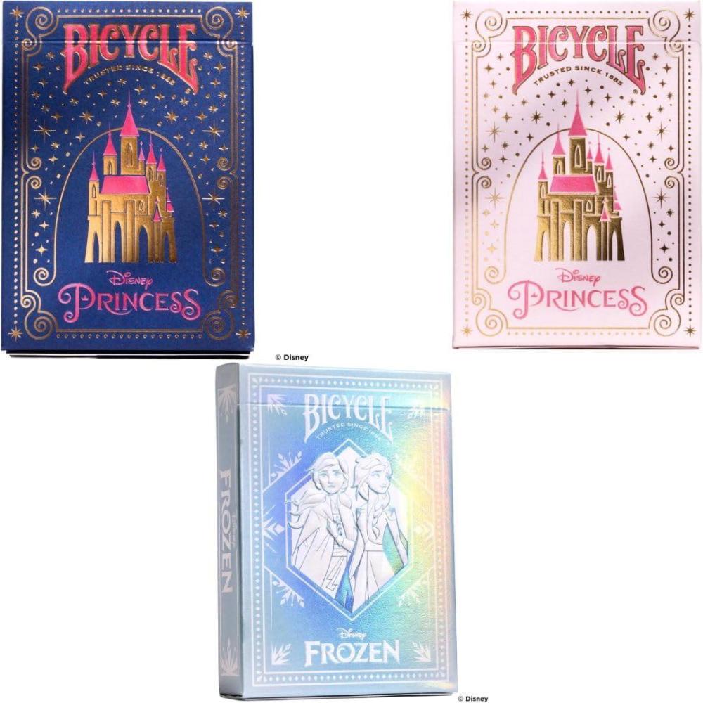 image:imageBicycle Disney Princess and Queens Bundle 3 Decks of Bicycle Disney Playing Cards  Pink Navy Frozen Blue