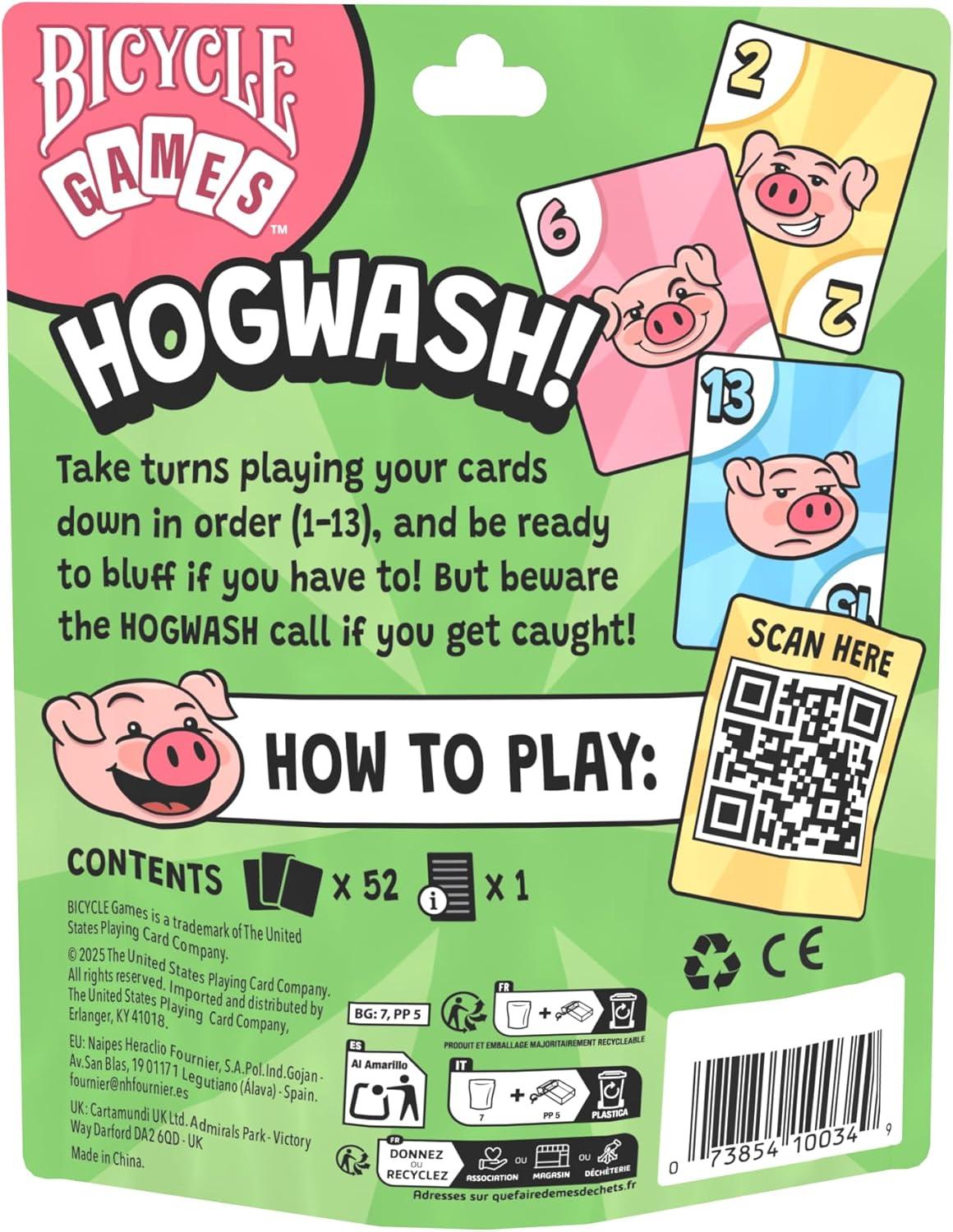 image:imageBicycle Hogwash Card Game FastMoving Family Bluffing Game for Kids amp Adults EasytoLearn Party Card Game with Colorful Artwork Fun TravelFriendly Game Night Deck3 Games