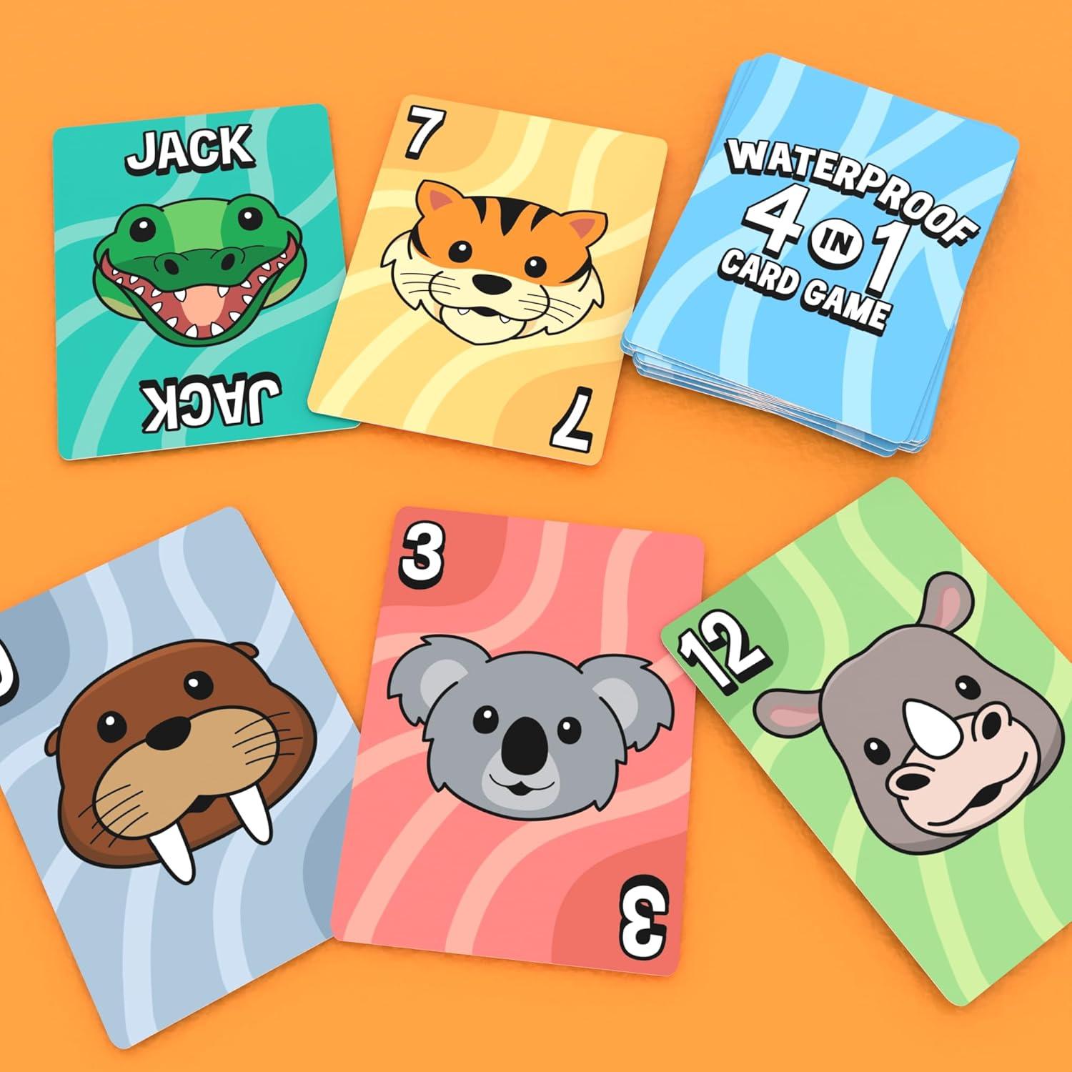 image:imageBicycle Waterproof 4in1 Card Games Set Durable Plastic Playing Cards Deck for Go Fish Slap Jack Crazy Eights amp Old Maid Family Travel Game Pack Washable KidFriendly amp OutdoorReady
