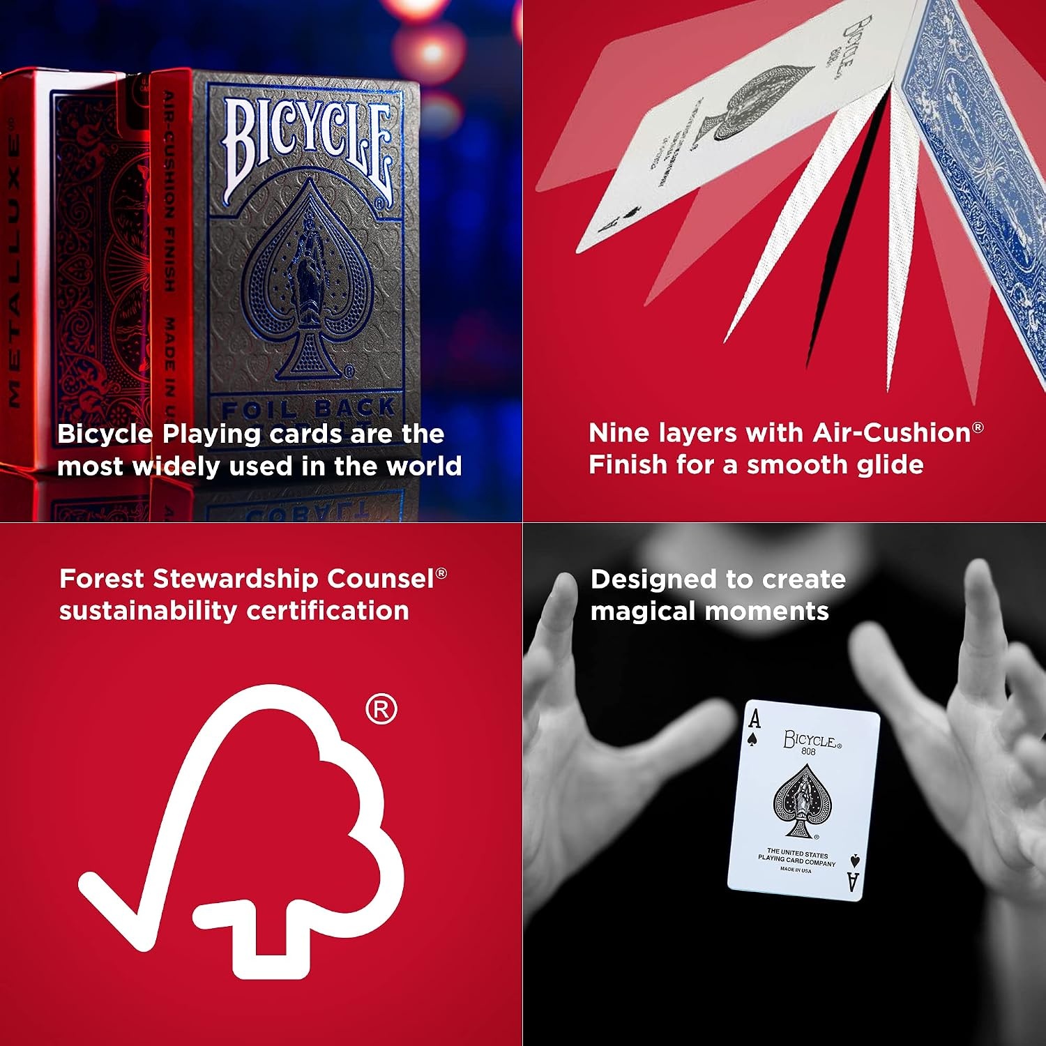 image:imageBicycle Metalluxe Silver Playing Cards Premium Metal Foil Finish Poker SizeGrey and Cobalt Blue