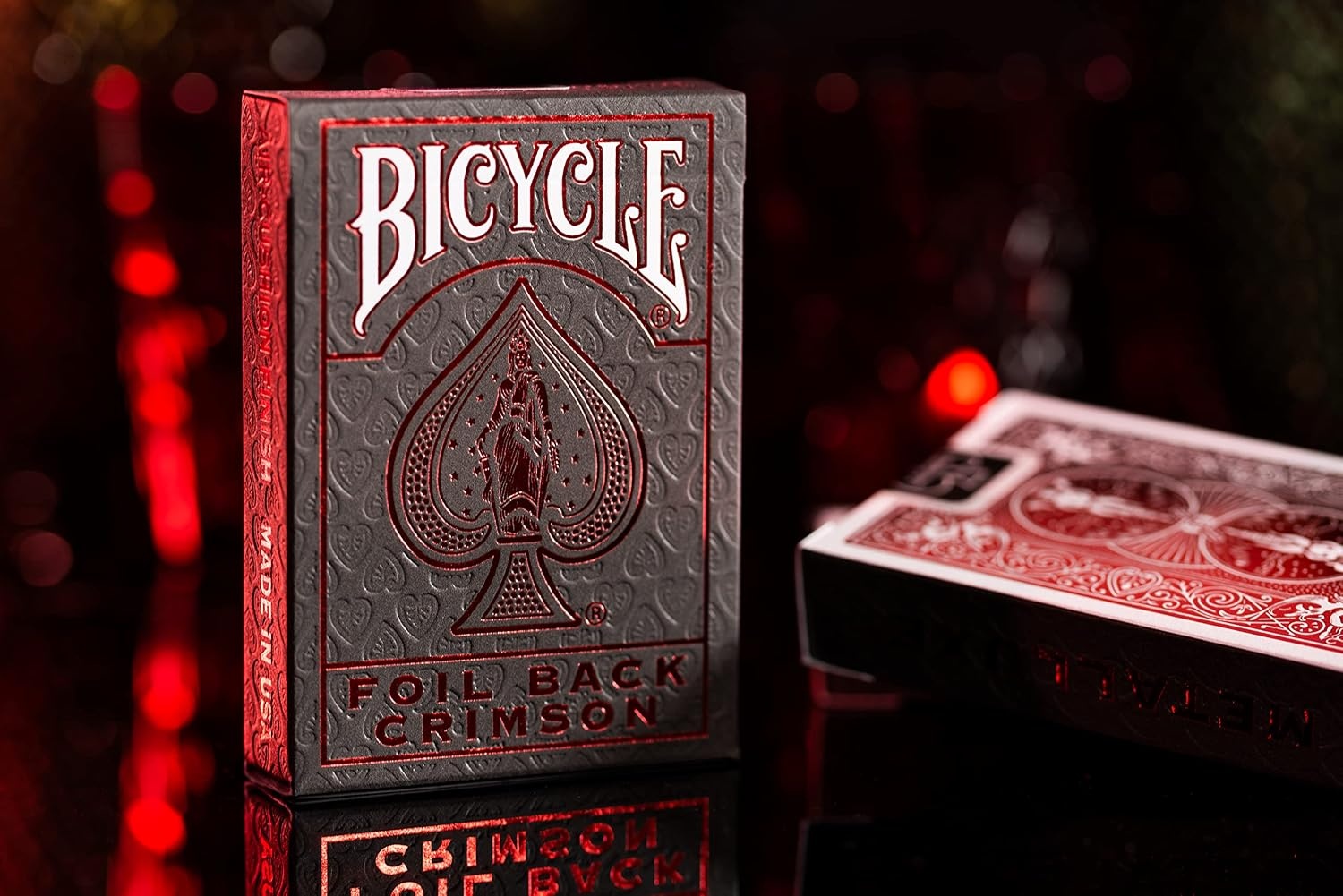 image:imageBicycle Metalluxe Silver Playing Cards Premium Metal Foil Finish Poker SizeGrey and Crimson Red