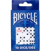 Bicycle 20x Dice Set, 2X 10 Pack Six Sided D6 Dice, Standard Casino Game Classic White and Black Die, 20 Count, 16 mm(10ct White)