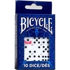 Bicycle 20x Dice Set, 2X 10 Pack Six Sided D6 Dice, Standard Casino Game Classic White and Black Die, 20 Count, 16 mm(10ct White)