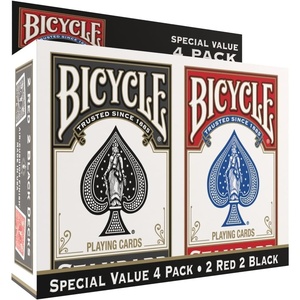 Bicycle 12pk Red & Black Rider Back Playing Cards, Standard Index, Decks of Cards, Premium Poker Cards for Blackjack, Casino Games & Family Game Night, 2 Count (Pack of 1)(4 pk RdBlk Std.)